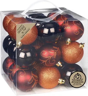 Produktbild von Weihnachtskugeln Kunststoff 6cm 27er Set - Flame Mix