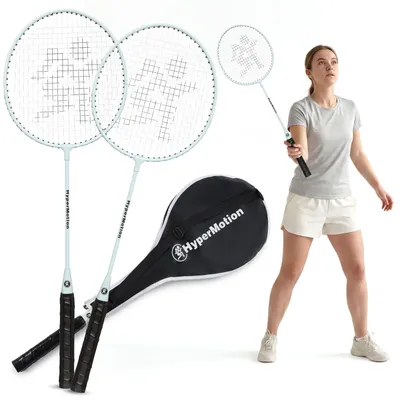 Immagine prodotto di Set di racchette da badminton (2 racchette con custodia), verde salvia, acciaio, tempo libero all'aperto, giardino, parco, spiaggia