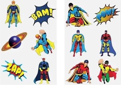 Produktbild von 6 temporäre Superhelden Tattoos