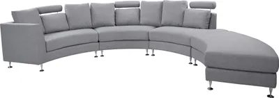 Zdjęcie produktu dla BELIANI Sofa półokrągła jasnoszara kanapa 7-osobowa regulowane zagłówki salon duży pokój nowoczesna
