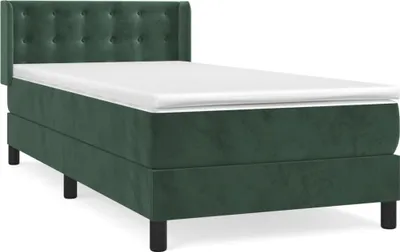 Produktbild von vidaXL Boxspringbett mit Matratze Dunkelgrün 100x200 cm Samt
