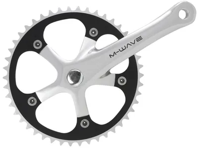 Produktbild von M-Wave Single Speed Tretkurbel 44 Zahn Crank Aluminium Silber-Schwarz