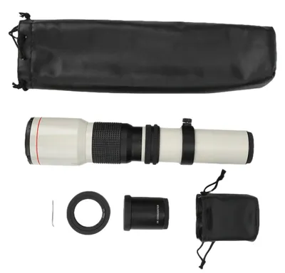Obrázok produktu pre 500 mm teleobjektív F8F32 s manuálnym zaostrovaním a 2-násobným zväčšením pre zrkadlovky Canon s bajonetom EFS (biely)