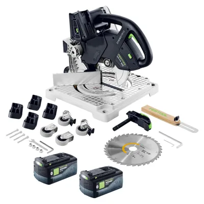 Image de Festool SYMC 70 EB-Basic SYMMETRIC scie à plinthes sans fil 36 V ( 2 x 18 V ) 216 mm + 2x batterie 5,0 Ah - sans chargeur