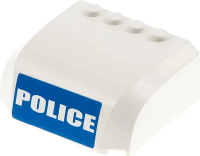 Produktbild von 1x Lego Auto Dach 5x6x2 weiß gewölbt 4 Noppen Sticker Police 92115 61484pb005
