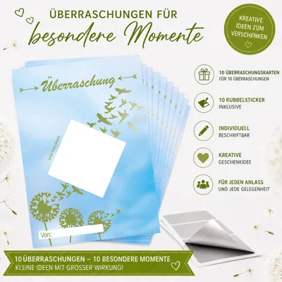Produktbild von Rubbelkarten Überraschung 10er Set mit Rubbelstickern – Babynews & Pusteblume
