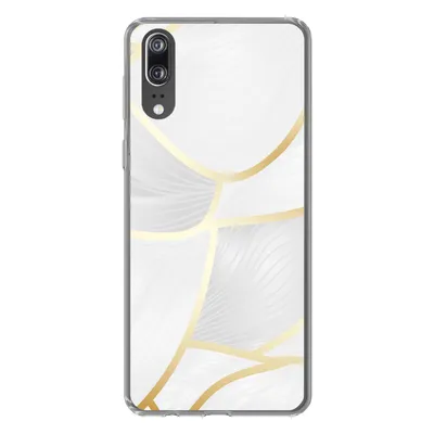 Produktbild von MuchoWow® Handyhülle Schutzhülle Hülle für Huawei P20 Abstraktes Muster mit goldenen Linien Silikon Softcase Handy Hülle - Hardcover
