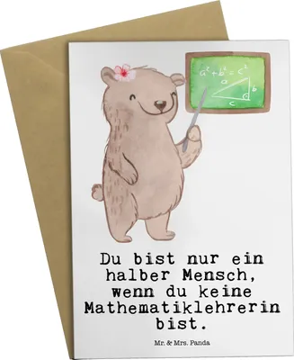 Produktbild von Mr. & Mrs. Panda Grußkarte Mathematiklehrerin Herz - Weiß - Geschenk, einladungskarten, Lehrer, dankeskarten, Lustig, Mathe, osterkarten, Referendariat, Witzig, Spruch