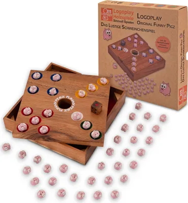 Produktbild von Pig Hole - Big Hole - Schweinchenspiel - Würfelspiel - Gesellschaftsspiel - Brettspiel aus Holz