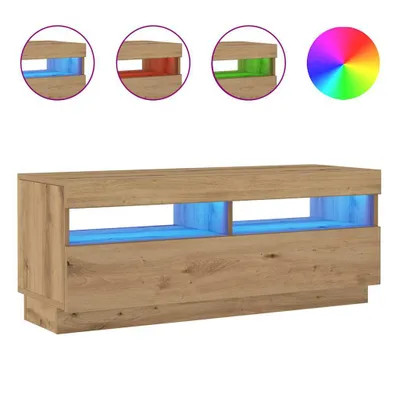 Image de vidaXL Armoire TV avec lampes LED Chêne Artisan 100x35x40 cm