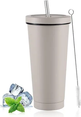 Immagine prodotto di Tazza termica da 750 ml in acciaio inossidabile a doppia parete, per bevande fredde e calde, grigia