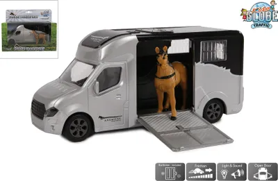 Immagine prodotto di Pferdetransporter Spielzeug Pferdeanhänger mit Pferd + Pferdegeräusch, 1:32