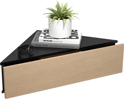 Image de Meuble de nuit | Tiroir mural | Planche murale | Étagère d'angle |Table de chevet | Dimensions env. H. 15 x W. 60 x D. 43 cm - Usal S