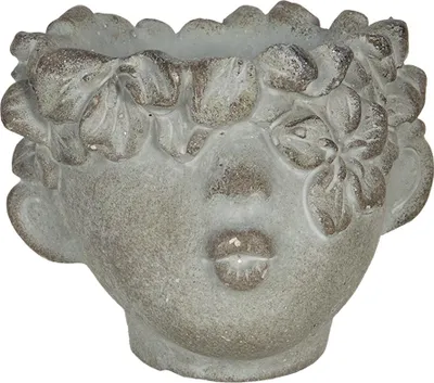 Immagine prodotto di Vaso da fiori Clayre & Eef Testa 12x10x9 cm Pietra Grigio Marrone