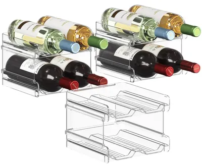 Immagine prodotto di Portabottiglie in plastica impilabile per frigorifero – per 3 bottiglie