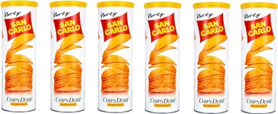 Produktbild von 6x San Carlo Chips Dorè Sapore Vivace Patatine Kartoffelchips lebhafter Geschmack gesalzen Snack Kartoffel chips 100g Tube