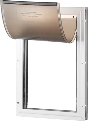 Produktbild von SucceBuy Haustiertür, 42,3 x 70,6 cm, Aluminiumrahmen mit Schloss- und Klappensystem, wetterfeste Hundetür für innen/außen, Größe XL, weiß