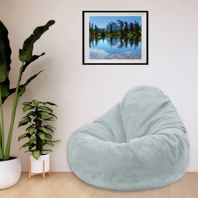 Produktbild von Dreamroots,Bean Bag 90x90x100 cm Sitzsack mit Lehne und Hocker und Bezug Sitzkissen Boden Chill Sack Bubibag Sitzsack Sitzsack mit Füllung, Green Lily