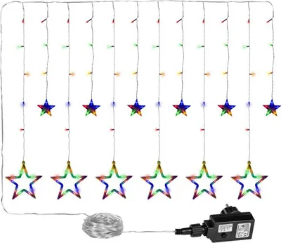 Zdjęcie produktu dla Dekoracja świąteczna - świecące gwiazdki, 150 LED, kolorowe
