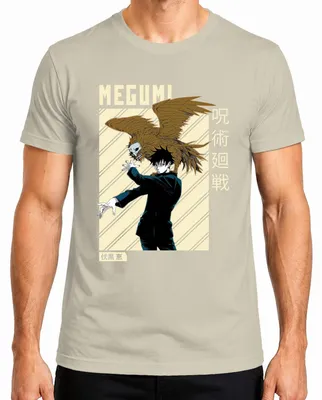 Zdjęcie produktu dla Koszulka męska MEGUMI Jujutsu Kaisen 呪術廻戦 Fushiguro Shikigami Anime Aesthetics, Natural, M