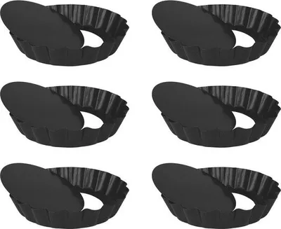 Produktbild von 6 Stück Mini Quicheformen - Metall - Durchmesser 10 cm - schwarz