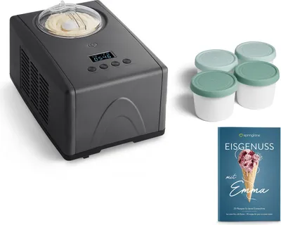 Produktbild von SPRINGLANE Eismaschine Emma 1,5 L mit selbstkühlendem Kompressor 150 W, Eiscrememaschine aus Edelstahl mit entnehmbarem Eisbehälter, inkl. Rezeptheft und 4 Aufbewahrungsbehälter