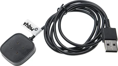 Produktbild von vhbw USB Ladekabel kompatibel mit Fitbit Sense, Versa 3 Smartwatch Fitnesstracker - Ladestation Schwarz, magnetisch, 100 cm