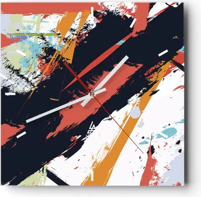 Produktbild von Wanduhr - Quadrat - Glasuhr - Abstraktion Graffiti Modern - 40x40cm - Schleichendes Uhrwerk - Lautlos - zum Aufhängen bereit - Dekoration Modern - Wanddekoration aus Glas - C3AC40x40-4257
