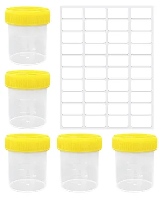 Probengefäße 60 ml, 5 Stück, transparent, PP, auslaufsicher