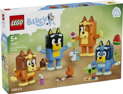 Productafbeelding van LEGO Bluey Familie, gemaakt van LEGO-stenen - Educatief speelgoed inclusief 4 figuurtjes met verschillende gezichtsuitdrukkingen en accessoires - Montessori set - Cadeau voor meisjes en jongens vanaf 5 jaar - 11217
