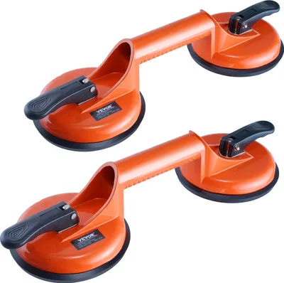 Productafbeelding van VEVOR zuighandvat van NBR, glazen zuighandvat, diameter 119 mm, vacuümzuiger, draagvermogen 85-150 kg, temperatuurbereik -20-60°C, plaatzuiger, vacuümzuignap met ergonomische aluminium handgreep