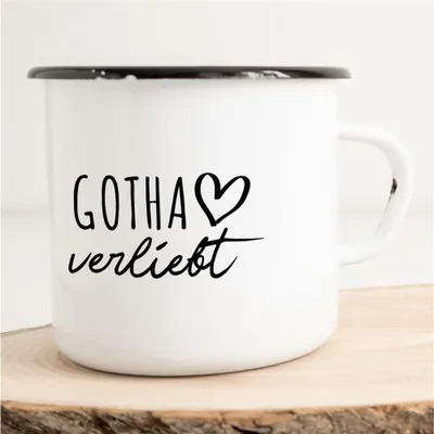 Produktbild von Huuraa Emaille Tasse Gotha  Geschenk Kaffeebecher Vintage 300ml Gotha  Präsent