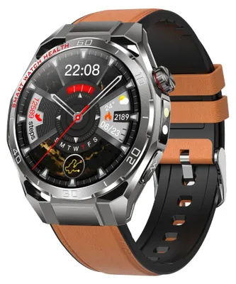 Produktbild von INF Smartwatch mit 1.47in AMOLED, LederxGummiband, IP68 Wasserschutz