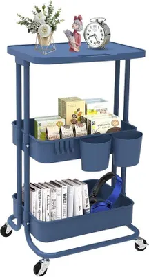 Image de Chariot de cuisine à roulettes – réglable en hauteur – pratique – peu encombrant