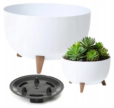 Produktbild von Weißer Blumentopf auf Füßen, 24 cm, Blumentopf für Haus und Garten für Blumen und Kräuter
