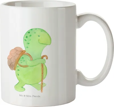 Produktbild von Mr. & Mrs. Panda Tasse Schildkröte Wanderer - Weiß - Geschenk, Schildkröten, Becher, Motivationssprüche, Neuanfang, Entpannt, Kaffeetasse, kaffeebecher keramik, Rucksack