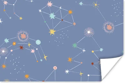 Produktbild von MuchoWow® Poster Kinder - Sterne - Flieder 60x40 cm - Schlafzimmerdekoration