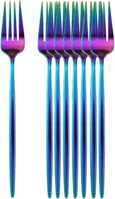 Produktbild von Besteckset mit 8 Menügabeln aus Edelstahl in Regenbogenoptik