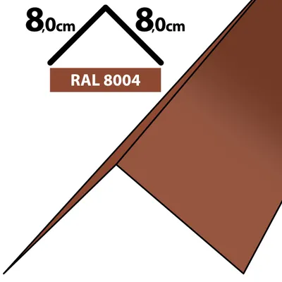 Produktbild von 2m Winkelblech Kantblech Kante Blechwinkel pulverbeschichtetes 0,5mm Zuschnitt 16cm RAL-8004 Ziegelrot