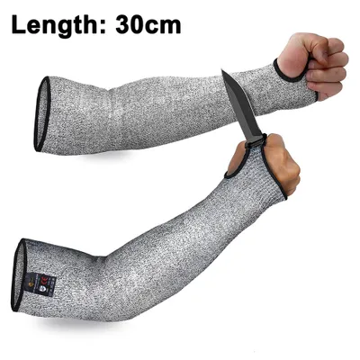 Produktbild von 1 Paar Schnittfeste Strickärmel Schutz Schnittfeste Ärmel mit Daumenschlitz Verhindert Schrammen Kratzer Hautirritationen UV-Schutz, daumenoffener Stil, 30 cm