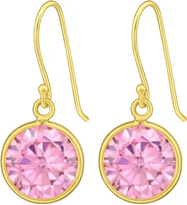 Produktbild von 925 Sterling Silber Ohrhaken Ohrringe vergoldet mit Zirkonia in verschiedenen Farben Farbe - Pink