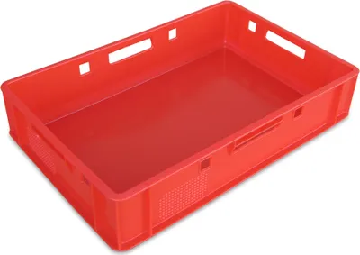 Produktbild von 1 Stück E1 Eurofleischkiste Stapelkiste Box Metzgerkiste lebensmittelecht rot (1xE1 rot)