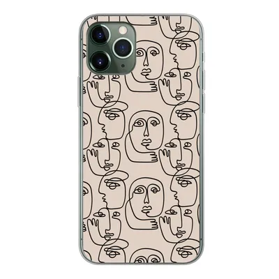Produktbild von MuchoWow® Handyhülle Schutzhülle Hülle für iPhone 11 Pro Muster - Kopf - Strichzeichnung Silikon Softcase Handy Hülle - Handy