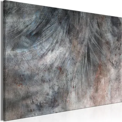 Produktbild von Italienischer Leinwand Leinwandbild - Grey Feather (1 Part) Wide 120x80 cm Abstrakt a-C-0182-b-a