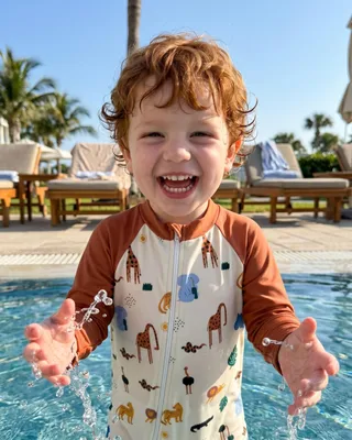 Imagen del producto de Traje de baño para bebé, niño, manga larga, cremallera diagonal, talla 18-24 meses, protección UV para la playa