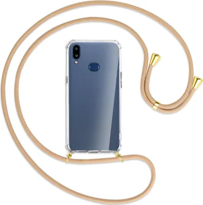 Produktbild von Handykette Backcover-Schutzhülle mit Band (Metall goldfarben) für Samsung Galaxy A10s - beige