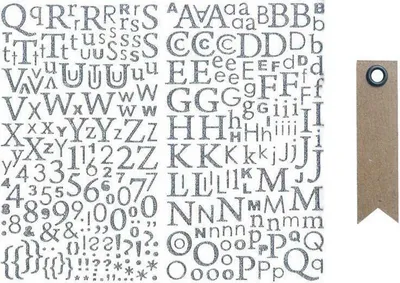 Produktbild von Silberne Glitzeraufkleber - Alphabet + 20 Wimpel Kraft Etiketten
