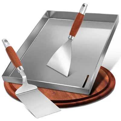 Produktbild von Plancha-Set 30 x 40 cm - Edelstahl Grillplatte - Universelle Grillschale