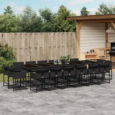 Produktbild von Möbel 17-tlg. Garten-Essgruppe mit Kissen Schwarz Poly Rattan - Gartenmöbelgarnituren 3211423