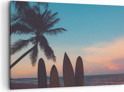 Produktbild von Bild auf Leinwand - Leinwandbild - Strand Meer Palme - 100x70cm - Wand Bild - Wanddeko - Wandbilder - Leinwanddruck - Bilder - Kunstdruck - Wanddekoration - Leinwand bilder - Wandkunst - AA100x70-4080